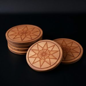 Laser Engraved Walnut Coaster Set